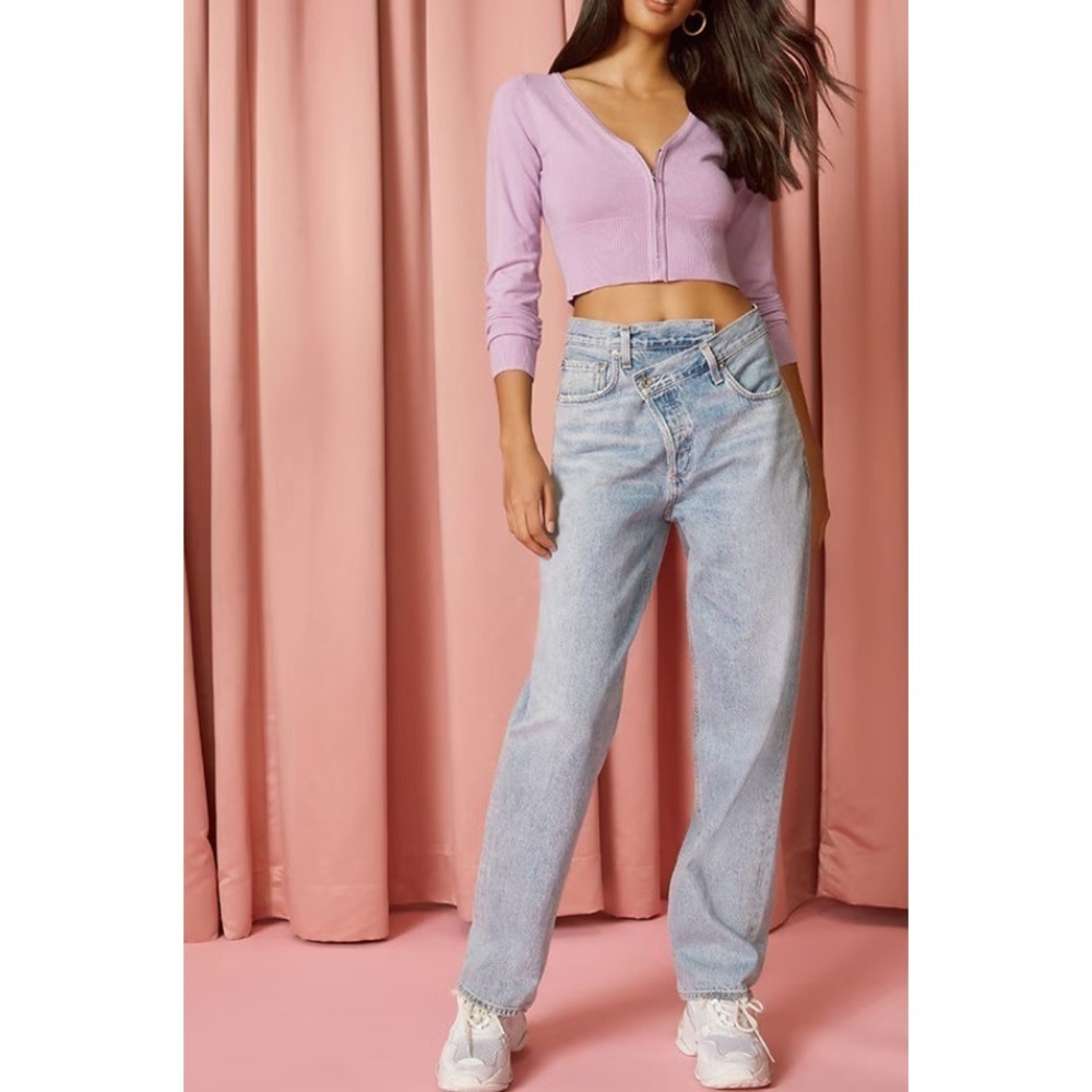 Agolde Criss Cross Jean Womens 26 Suburbia Light Wash High Rise Straight Upsized